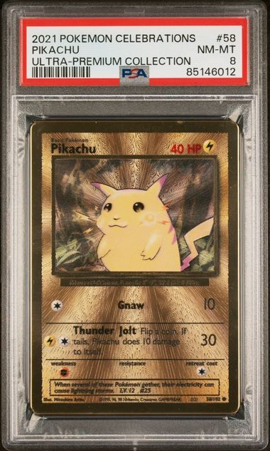 Pikachu 58/102, PSA 8 | Celebrations Ultra Premium Collection promo